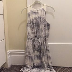 Sleeveless grey & cream dress